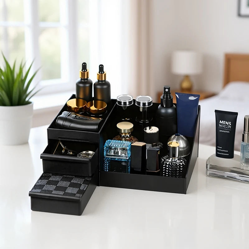 Cologne Organizer For Men, Perfume Stand, Bathroom Countertop Organizer With Drawers Cologne Holder For Dresser