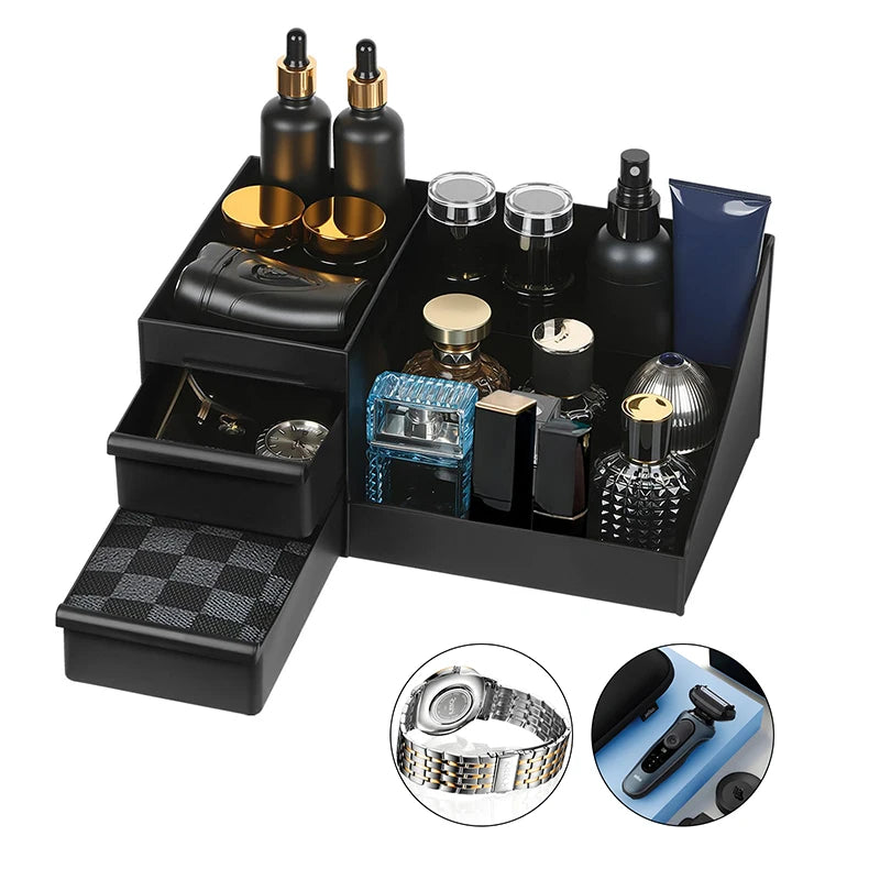 Cologne Organizer For Men, Perfume Stand, Bathroom Countertop Organizer With Drawers Cologne Holder For Dresser